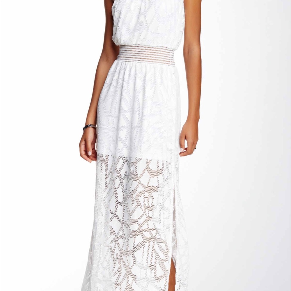 Love...A Day strapless mesh maxi dress
